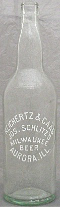 JOSEPH SCHLITZ'S MILWAUKEE BEER EMBOSSED BEER BOTTLE