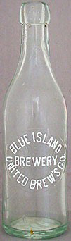 BLUE ISLAND BREWERY EMBOSSED BEER BOTTLE
