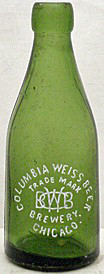 COLUMBIA WEISS BEER BREWERY EMBOSSED BEER BOTTLE