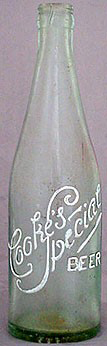 COOKE'S SPECIAL BEER EMBOSSED BEER BOTTLE