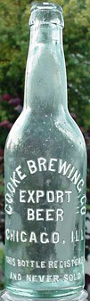 COOKE BREWING COMPANY EMBOSSED BEER BOTTLE