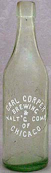 CARL CORPER BREWING & MALTING COMPANY EMBOSSED BEER BOTTLE