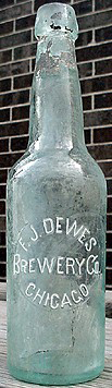 F. J. DEWES BREWERY COMPANY EMBOSSED BEER BOTTLE