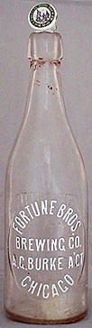 FORTUNE BROTHERS BREWING COMPANY EMBOSSED BEER BOTTLE