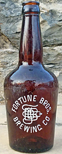 FORTUNE BROTHERS BREWING COMPANY EMBOSSED BEER BOTTLE