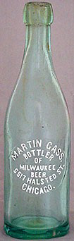 MARTIN GASS BOTTLER OF MILWAUKEE BEER EMBOSSED BEER BOTTLE