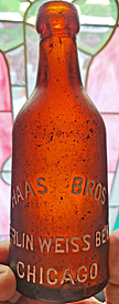 HAAS BROTHERS BERLIN WEISS BEER EMBOSSED BEER BOTTLE