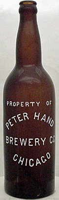 PETER HAND BREWERY COMPANY EMBOSSED BEER BOTTLE