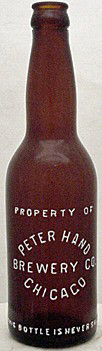 PETER HAND BREWERY COMPANY EMBOSSED BEER BOTTLE