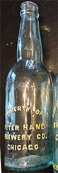 PETER HAND BREWERY COMPANY EMBOSSED BEER BOTTLE