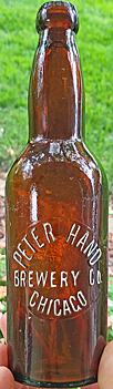 PETER HAND BREWERY COMPANY EMBOSSED BEER BOTTLE