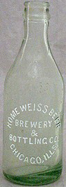 HOME WEISS BEER BREWERY & BOTTLING COMPANY EMBOSSED BEER BOTTLE