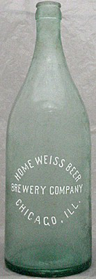 HOME WEISS BEER BREWERY COMPANY EMBOSSED BEER BOTTLE