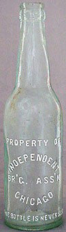 INDEPENDENT BREWING ASSOCIATION EMBOSSED BEER BOTTLE