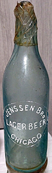 JENSSEN BRO LAGER BEER EMBOSSED BEER BOTTLE