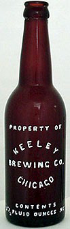 KEELEY BREWING COMPANY EMBOSSED BEER BOTTLE