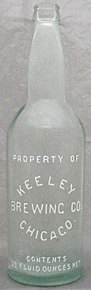 KEELEY BREWING COMPANY EMBOSSED BEER BOTTLE