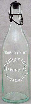 MANHATTAN BREWING COMPANY EMBOSSED BEER BOTTLE