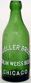 MUELLER BROTHERS BERLIN WEISS BEER EMBOSSED BEER BOTTLE