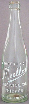 MULLEN BREWING COMPANY EMBOSSED BEER BOTTLE