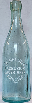 H. NELSEN EXCELSIOR LAGER BEER EMBOSSED BEER BOTTLE