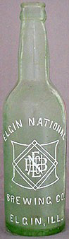 ELGIN NATIONAL BREWING COMPANY EMBOSSED BEER BOTTLE