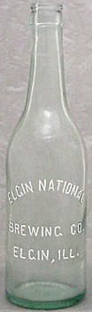 ELGIN NATIONAL BREWING COMPANY EMBOSSED BEER BOTTLE