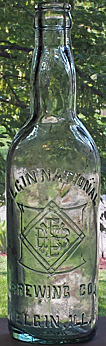 ELGIN NATIONAL BREWING COMPANY EMBOSSED BEER BOTTLE