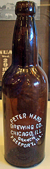 PETER HAND BREWERY COMPANY EMBOSSED BEER BOTTLE