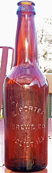 E. PORTER BREWING COMPANY EMBOSSED BEER BOTTLE