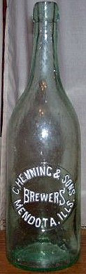 C. HENNING & SONS BREWERS EMBOSSED BEER BOTTLE