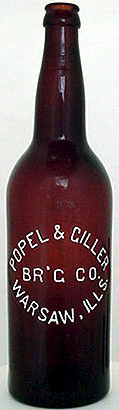 POPEL & GILLER BREWING COMPANY EMBOSSED BEER BOTTLE