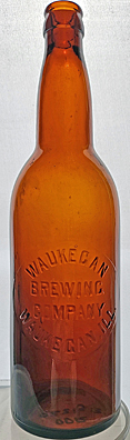 WAUKEGAN BREWING COMPANY EMBOSSED BEER BOTTLE