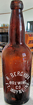 H. BERGHOFF BREWING COMPANY EMBOSSED BEER BOTTLE