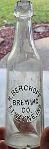 H. BERGHOFF BREWING COMPANY EMBOSSED BEER BOTTLE