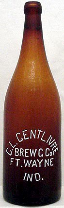 C. L. CENTLIVRE BREWING COMPANY EMBOSSED BEER BOTTLE