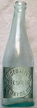 C. L. CENTLIVRE BREWING COMPANY EMBOSSED BEER BOTTLE