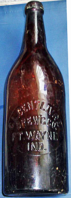 C. L. CENTLIVRE BREWING COMPANY EMBOSSED BEER BOTTLE