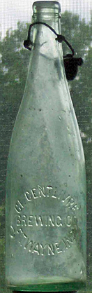 C. L. CENTLIVRE BREWING COMPANY EMBOSSED BEER BOTTLE