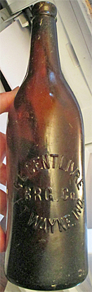 C. L. CENTLIVRE BREWING COMPANY EMBOSSED BEER BOTTLE