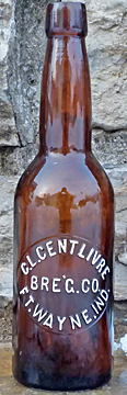 C. L. CENTLIVRE BREWING COMPANY EMBOSSED BEER BOTTLE