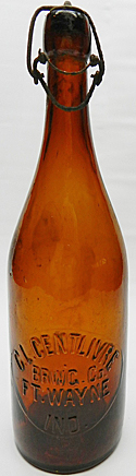 C. L. CENTLIVRE BREWING COMPANY EMBOSSED BEER BOTTLE