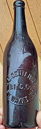 C. L. CENTLIVRE BREWING COMPANY EMBOSSED BEER BOTTLE