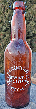 C. L. CENTLIVRE BREWING COMPANY EMBOSSED BEER BOTTLE