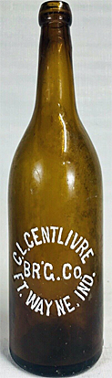 C. L. CENTLIVRE BREWING COMPANY EMBOSSED BEER BOTTLE