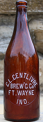 C. L. CENTLIVRE BREWING COMPANY EMBOSSED BEER BOTTLE