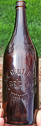 C. L. CENTLIVRE BREWING COMPANY EMBOSSED BEER BOTTLE