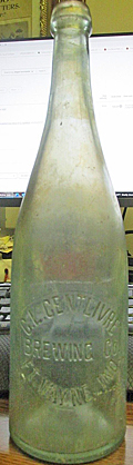 C. L. CENTLIVRE BREWING COMPANY EMBOSSED BEER BOTTLE