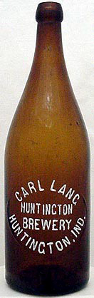 CARL LANG HUNTINGTON BREWERY EMBOSSED BEER BOTTLE