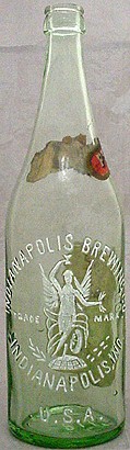 INDIANAPOLIS BREWING COMPANY EMBOSSED BEER BOTTLE